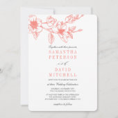 Chic Floral Magnolia Branch | Coral | Wedding Invitation (Front)