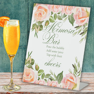 Chic Floral Mimosa Bar Bridal Shower Table Sign