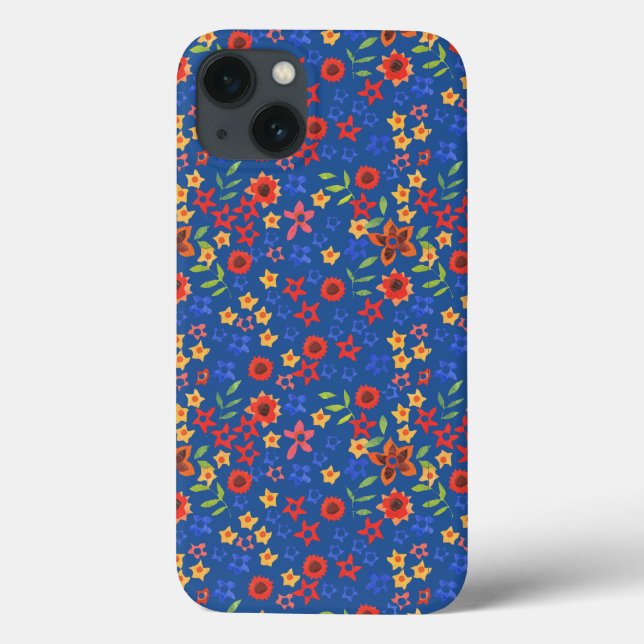 Chic Floral Miniprint on Blue iPhone 6 Xtreme Case (Back)