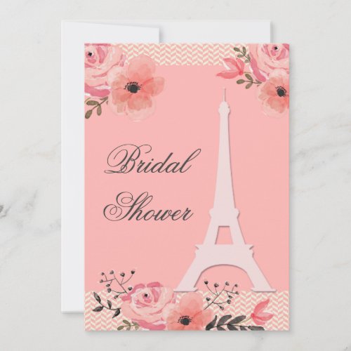 Chic Floral Paris Eiffel Tower Bridal Shower Invitation