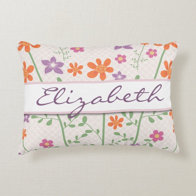 Chic Floral Pattern Design Monogram Decorative Pillow (Front)