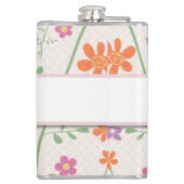 Chic Floral Pattern Design Monogram Flask (Back)