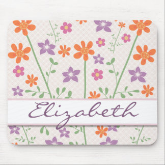 Chic Floral Pattern Design Monogram Mouse Pad