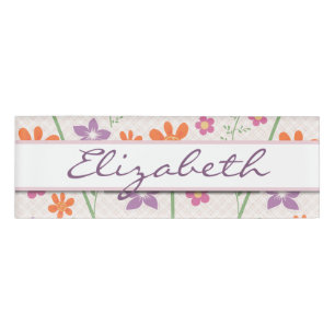 Chic Floral Pattern Design Monogram Name Tag