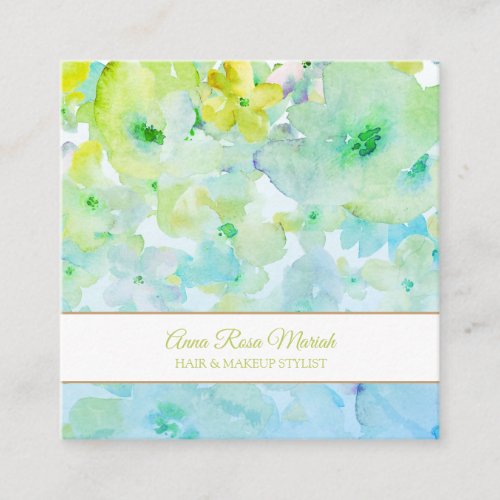  Chic Floral Pattern Girly Beauty Popular Spa Square Business Card