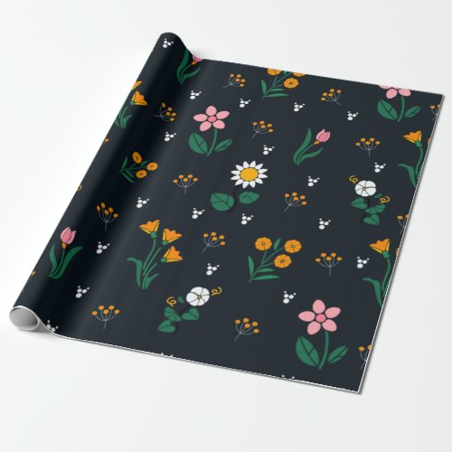 Chic floral pattern wrapping paper