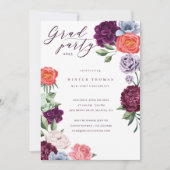 Chic Floral Peonies Rose Blossoms Graduation Party Invitation (Front)