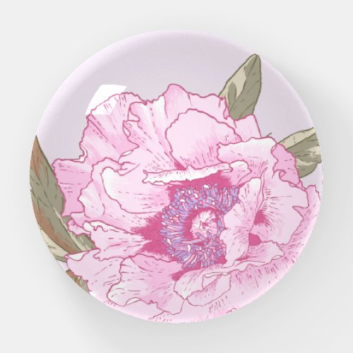 Chic Floral Peony Purple Pink Paperweight