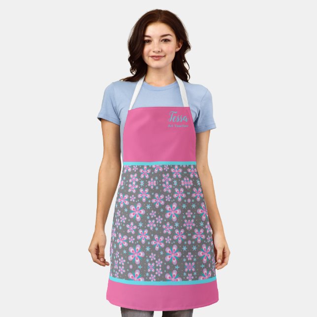 Chic Floral Personalized Apron (Worn)
