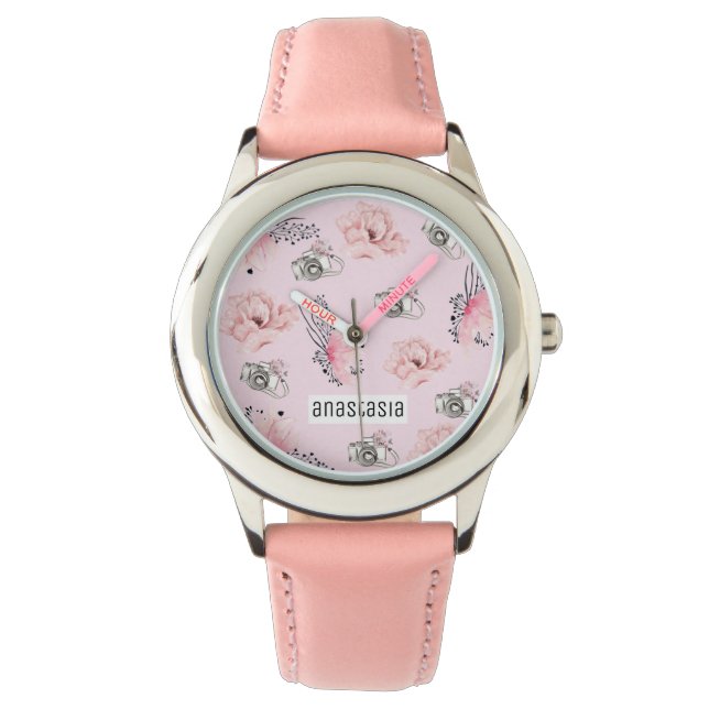 Chic Floral Personalized Watch (Front)