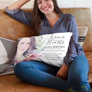 Chic Floral Remembrance Family Memorial Accent Pillow