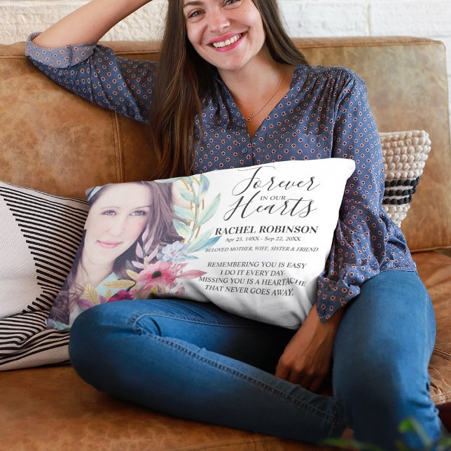 Chic Floral Remembrance Family Memorial Accent Pillow (Creator Uploaded)