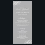 Chic Floral Rose Gray Simple Minimal Wedding Program<br><div class="desc">Elegant gray wedding program featuring a minimalist white rose design and clean typography. Perfect for modern or classic weddings,  this template makes it easy to customize your ceremony details and wedding party list. A timeless choice for couples who love refined simplicity.</div>