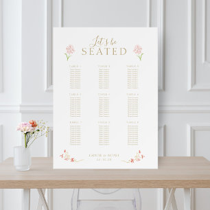 Chic Floral Rose White 9 Table Wedding Foam Board