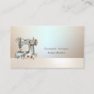 Chic Floral Sewing Machine Business Card