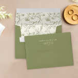 Chic Floral Sketch Text Moss Green Wedding Envelope<br><div class="desc">Design feature elegant flowered leaves pattern with earthy tones subtle moss green accents. The color exudes a natural and serene vibe,  creating a beautiful and harmonious invitation for a wedding</div>