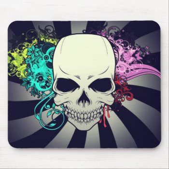 Chic Floral Skull Mouse Pad by ArtsofLove at Zazzle
