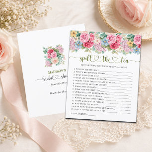 Chic Floral Spill the Tea Bridal Shower Game