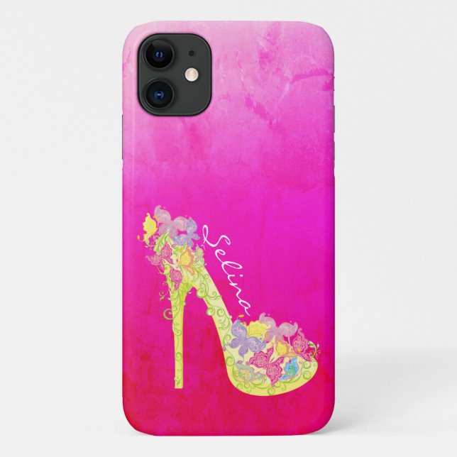 Chic Floral Stilettos High Heel Pump Personalized Case-Mate iPhone Case (Back)