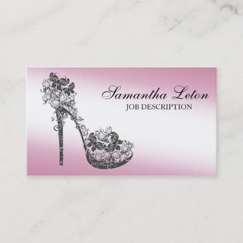 Chic Modern Floral High Heel Pump Shoe Business Card Templates