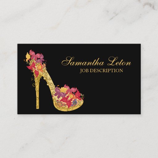 Customizable Chic Modern Floral High Heel Pump Shoe Business Card