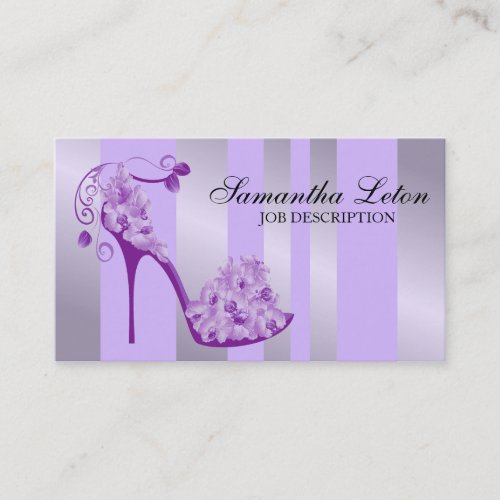Chic Modern Floral High Heel Pump Shoe Business Card