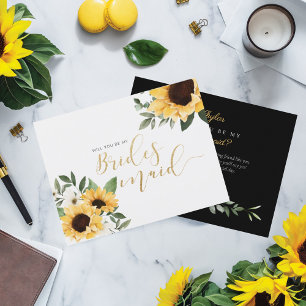 Chic Floral Sunflower Will You Be My Bridesmaid? Invitation Postcard