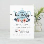 Chic Floral Tea Party Boy Baby Shower Invitation (Standing Front)