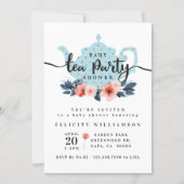 Chic Floral Tea Party Boy Baby Shower Invitation (Front)
