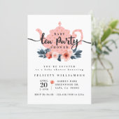 Chic Floral Tea Party Girl Baby Shower Invitation (Standing Front)