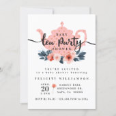 Chic Floral Tea Party Girl Baby Shower Invitation (Front)