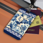 Chic floral vase Blue chinoiserie toile  monogram Luggage Tag<br><div class="desc">Elegant vintage Blue toile de jouy monogram Luggage Tag. Toile prints are an all time rage at the moment, this is an elegant and ornate vintage toile de jouy featuring a beautiful pattern, a fun style that is currently trending for home decor, clothes, mobile and Ipad cases, invitations and much...</div>