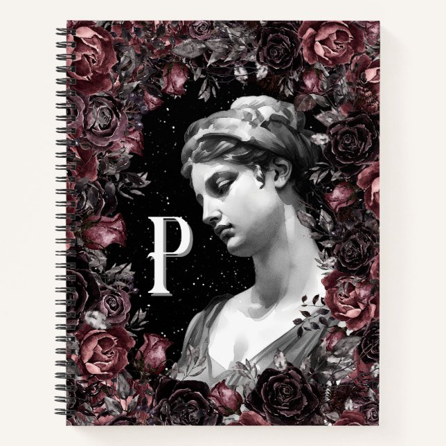 CHIC FLORAL VINTAGE BAROQUE MONOGRAM PERSONALIZED  NOTEBOOK (Front)