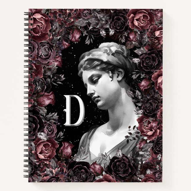 CHIC FLORAL VINTAGE BAROQUE MONOGRAM PERSONALIZED  NOTEBOOK (Front)
