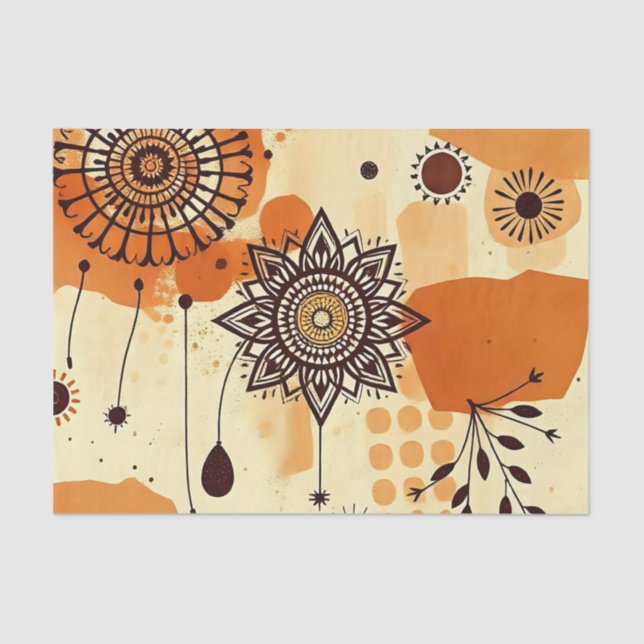 Chic Floral Warm Mandala Rustic Autumn Tissue Paper (Front)