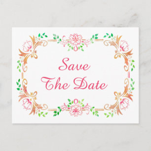 Chic Floral Watercolor 80th Birthday Save The Date Announcement Postcard