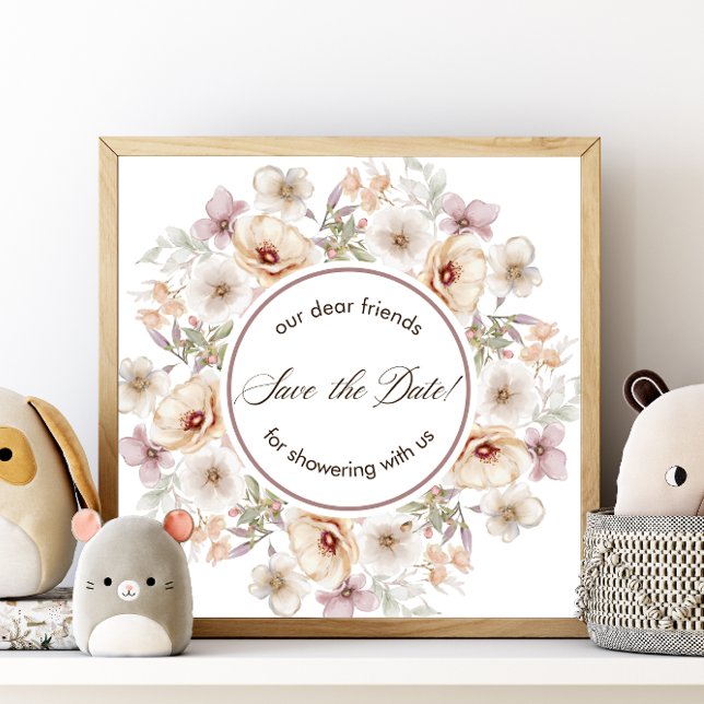 Chic Floral Watercolor Baby in Bloom Baby Shower Save The Date (Chic Floral Watercolor Baby in Bloom Baby Shower Save The Date)