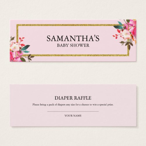 Chic Floral Watercolor Baby Shower Diaper Raffle