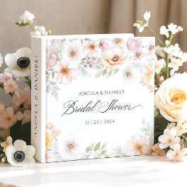 Chic Floral Watercolor Bridal Shower Photo Album 3 Ring Binder