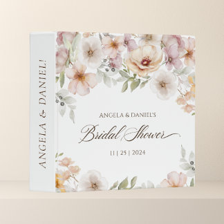Chic Floral Watercolor Bridal Shower Photo Album 3 Ring Binder