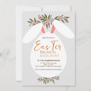 chic floral watercolor easter brunch egg hunt invitation