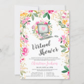 Chic floral watercolor gold bridal virtual shower invitation (Front)