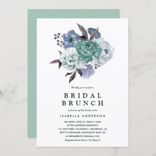 Chic Floral Watercolor Spring Bridal Shower Brunch Invitation - ABOUT THIS DESIGN. Chic Floral Watercolor Spring Bridal Shower Brunch Invitation Template by Eugene_Designs. Create your own trendy bridal brunch bridal shower celebration party invitations by customizing this modern design. Click to personalize and change (1) template text and (2) colors, choose from a large variety of (1) paper textures, (2) border shapes and (3) sizes to make these romantic bridal brunch invitations truly unique.