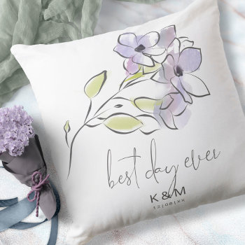 Chic Floral Wedding Best Day Ever Blackberry Id695 Throw Pillow by arrayforhome at Zazzle