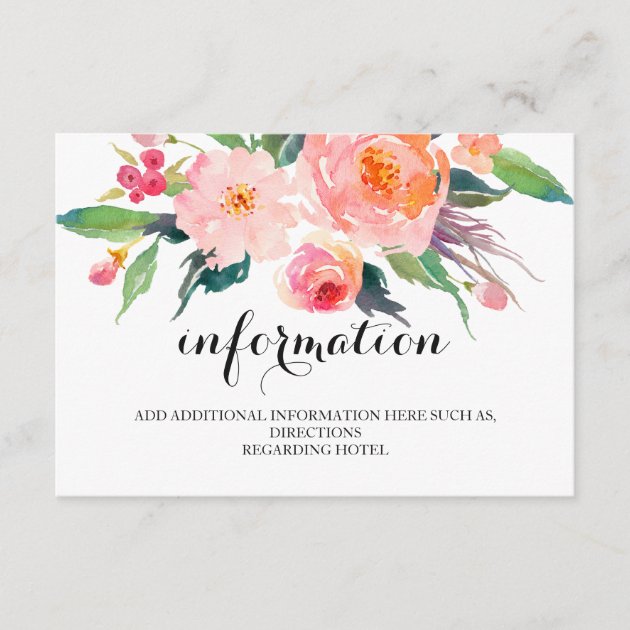 Chic Floral Wedding Information/Details 2-Side Enclosure Card