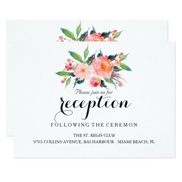 Chic Floral Wedding Reception/Details 2-Side Card