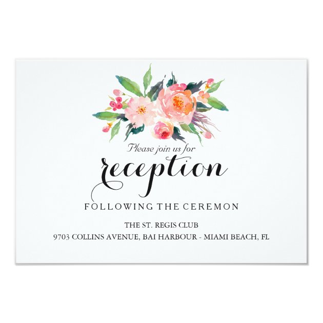 Chic Floral Wedding Reception/Details 2-Side Card