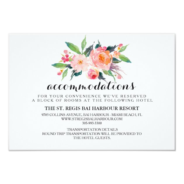 Chic Floral Wedding Reception/Details 2-Side Card