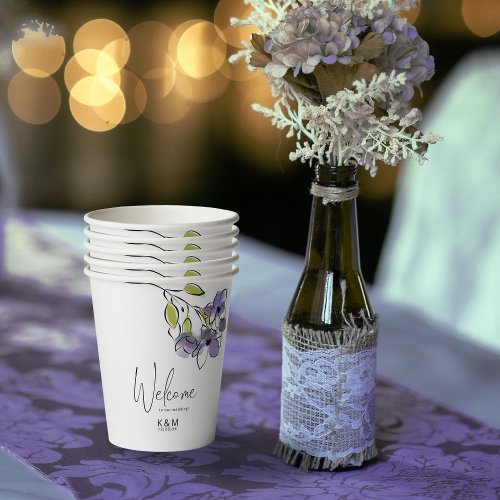 Chic Floral Wedding Welcome Blackberry ID695 Paper Cups