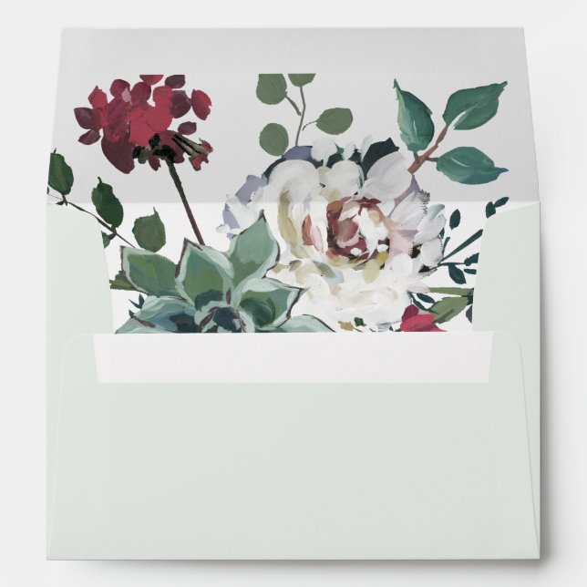 Chic Floral with Mint Green Envelope (Back (Bottom))